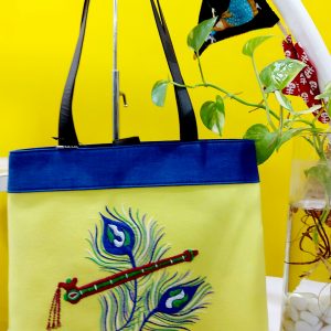 Sui Dhaga Shoulder Bag with Mor Pankh and Bansuri Embroidery
