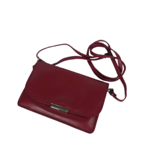 Small Leather Hand Bag with Adjustable Strap Handles - Plum