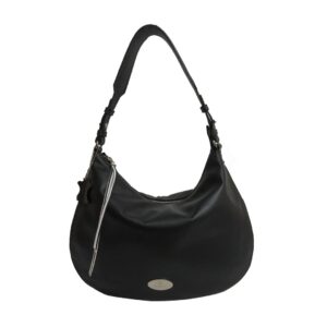 Cosmos Leather Hobo Bag with Adjustable Handle - Black