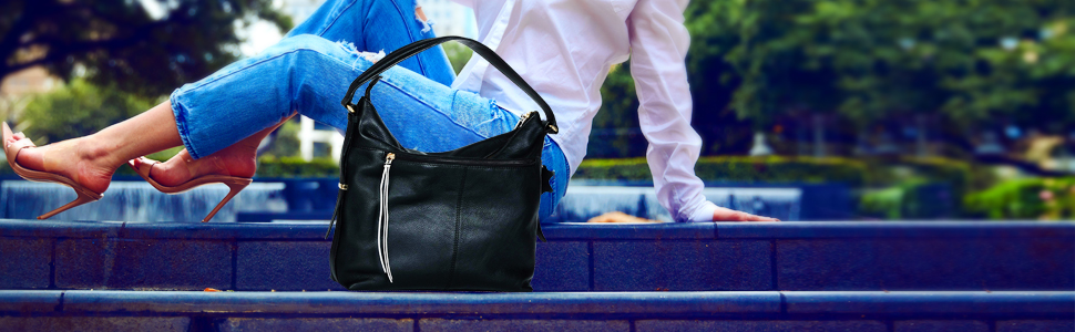 Cosmos Leather Hobo Bag with Adjustable Handle - Ecstatic Bags