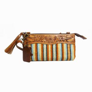 Hand Carved Leather Sling Bags - Beige